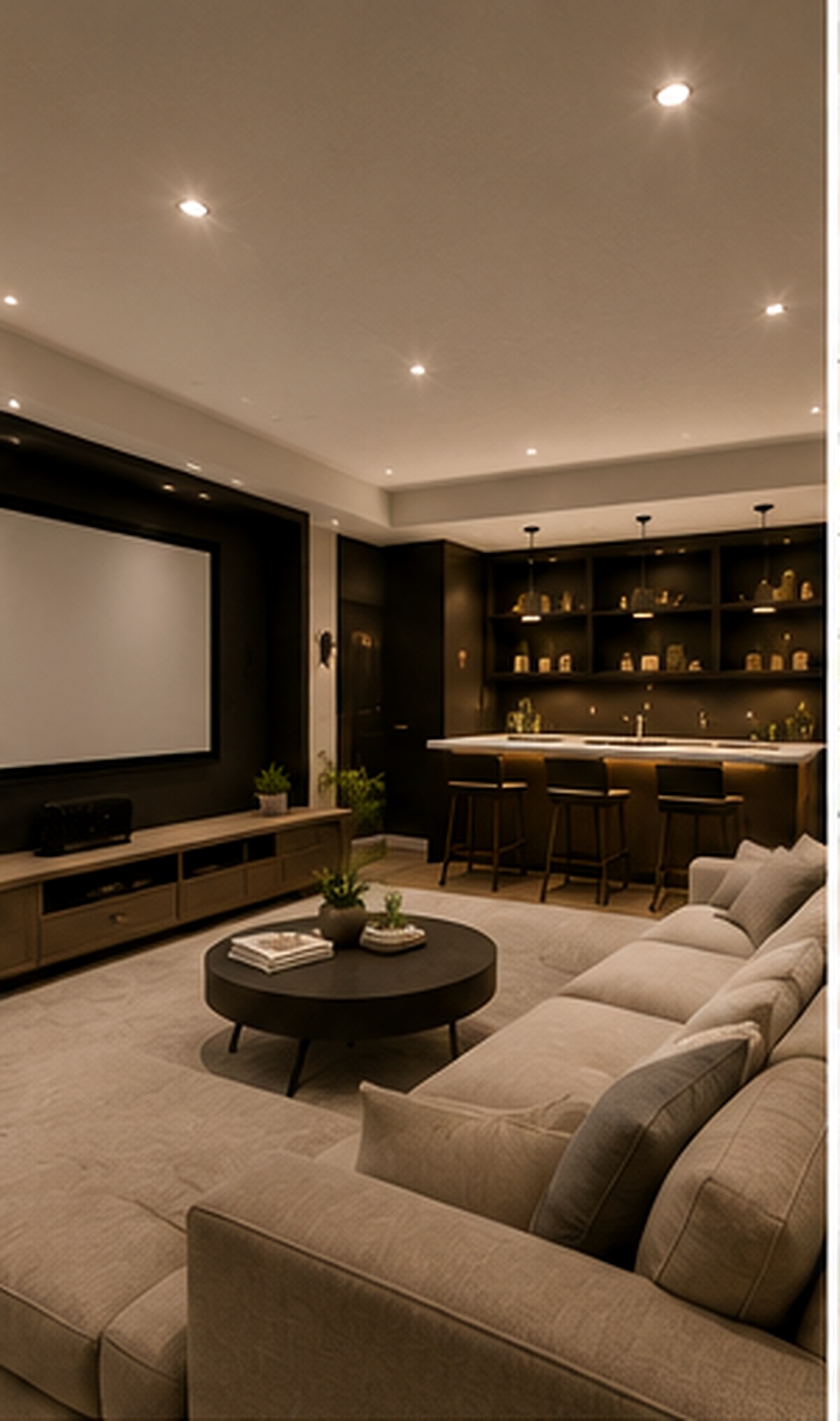 Basement entertainment lounge